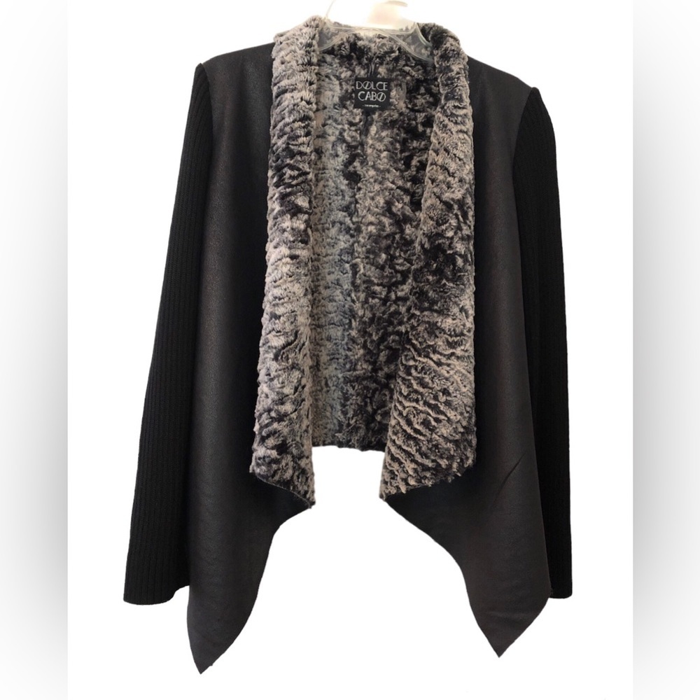 COPY - Dolce Cabo Jacket Faux Fur lining Sweater Sleeves Sz M